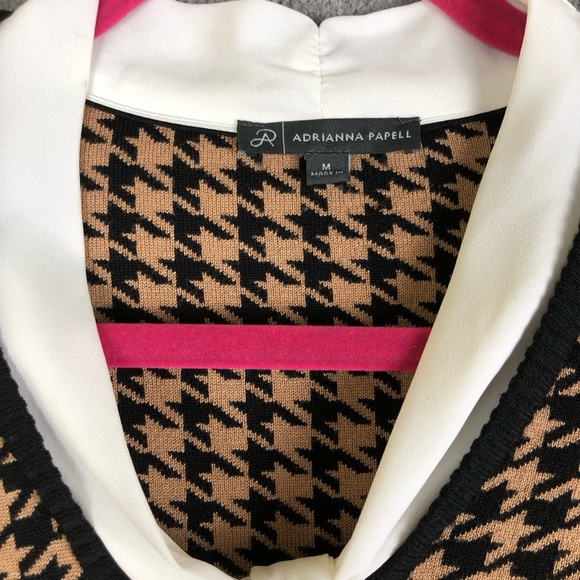 Adrianna Papell Twofer Houndstooth Trim Sweater size M - Picture 4 of 8